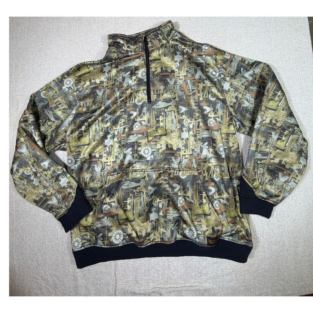 Walls Men's 2XL Green Gold Oilfield Camo 1/4 Zip Long Sleeve Pullover Workwear